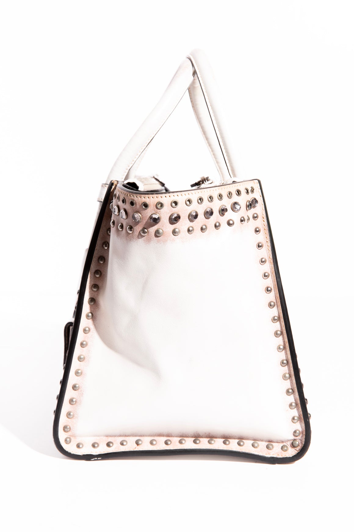 PRADA "Vitello Vintage" Studded Tote Bag