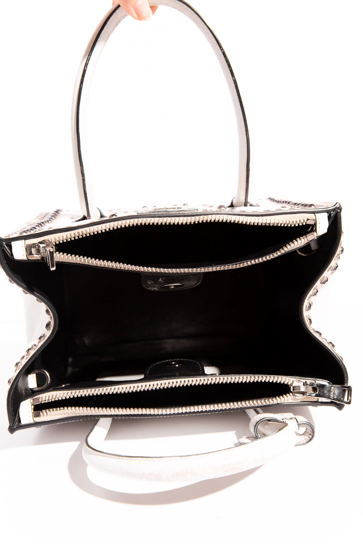 PRADA "Vitello Vintage" Studded Tote Bag