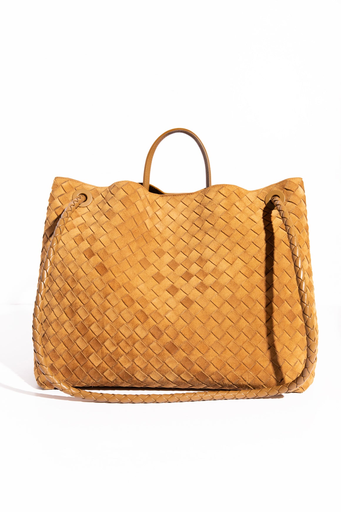 BOTTEGA VENETA Tan Suede Large Andiamo Shoulder Bag