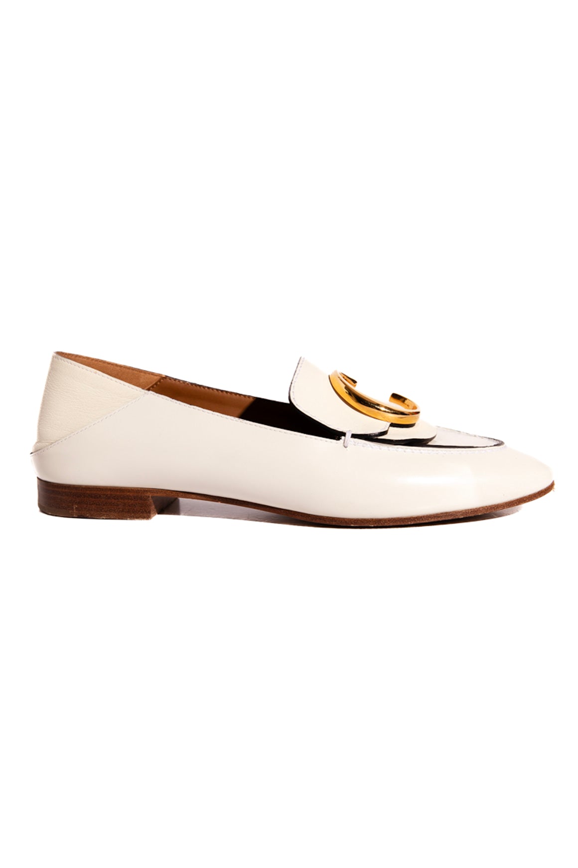 CHLOE Cream C Logo Loafers (Sz. 36)