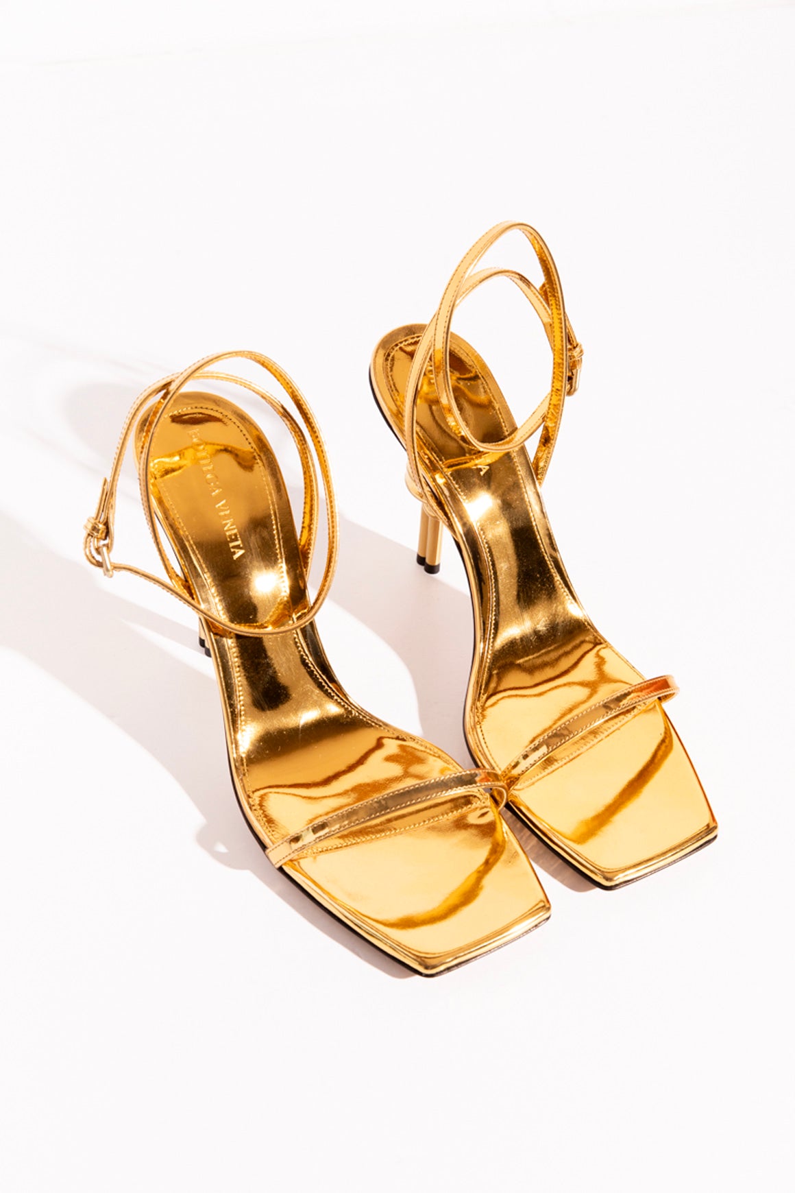 BOTTEGA VENETA Gold Knot Heeled Sandals (Sz. 41)