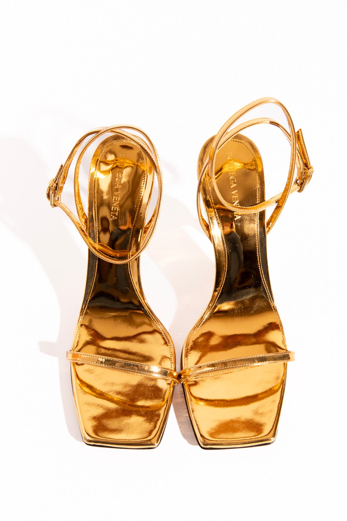 BOTTEGA VENETA Gold Knot Heeled Sandals (Sz. 41)