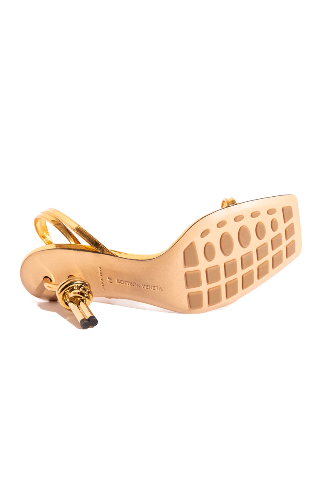 BOTTEGA VENETA Gold Knot Heeled Sandals (Sz. 41)