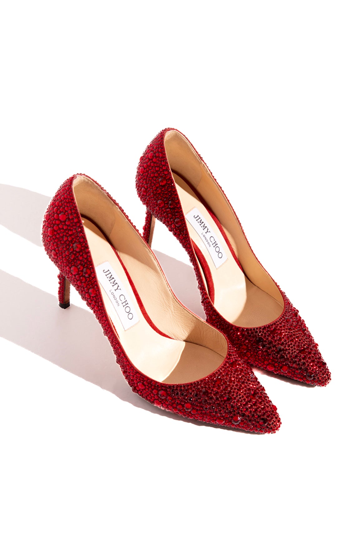 JIMMY CHOO Red Crystal Embellished Pumps (Sz. 37)
