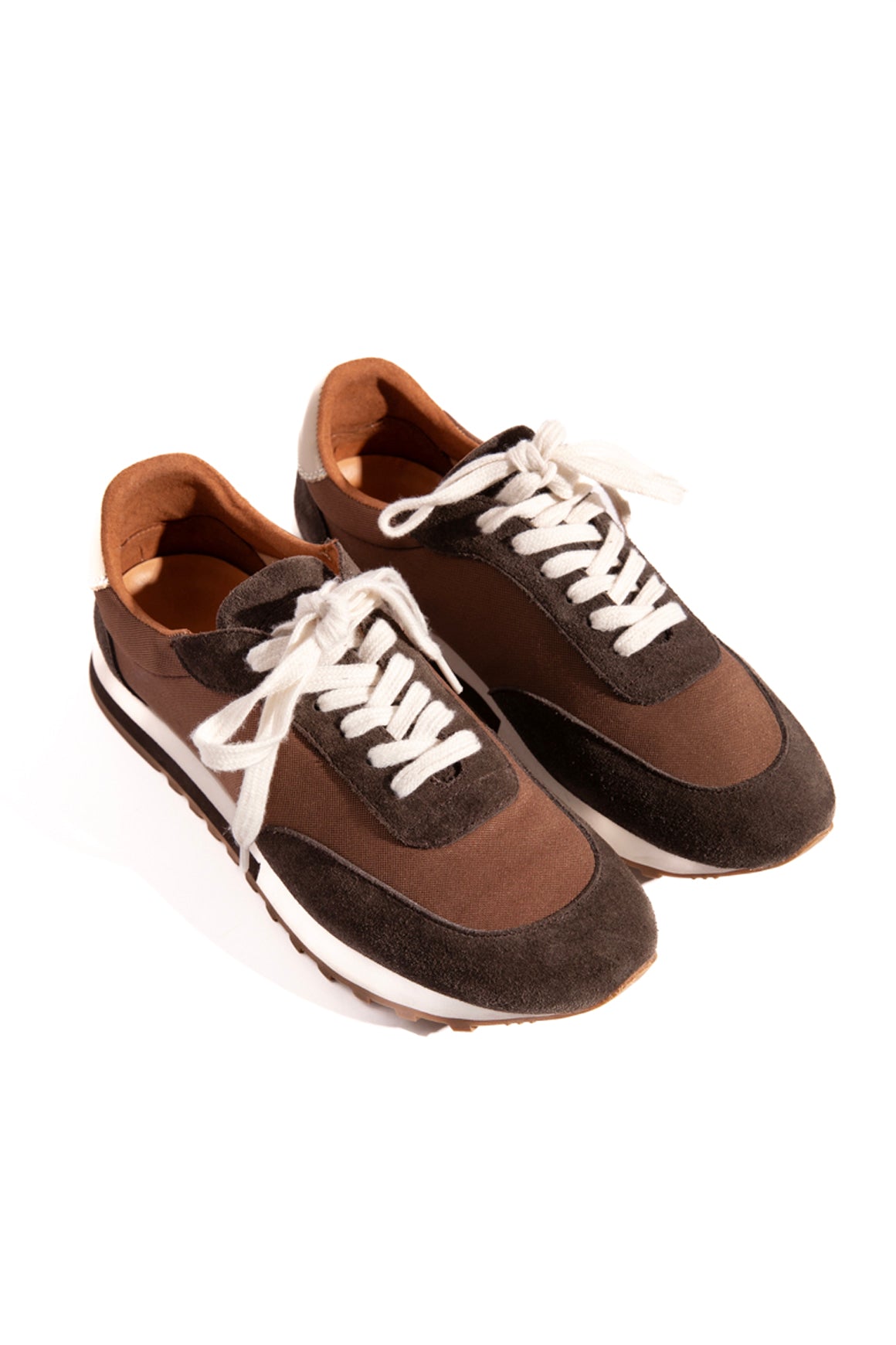 THE ROW Brown Canvas & Suede Sneakers (Sz. 8)