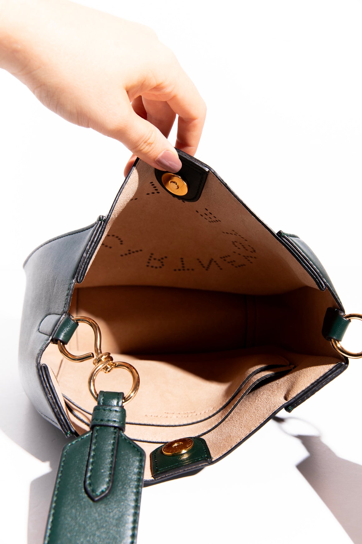 STELLA MCCARTNEY Green Logo Square Crossbody Bag