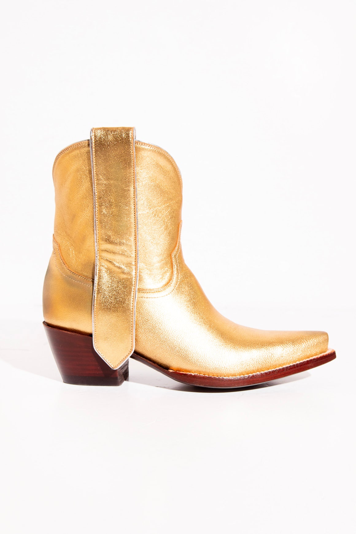 CITY BOOTS Gold Leather Western Booties (Sz.7)