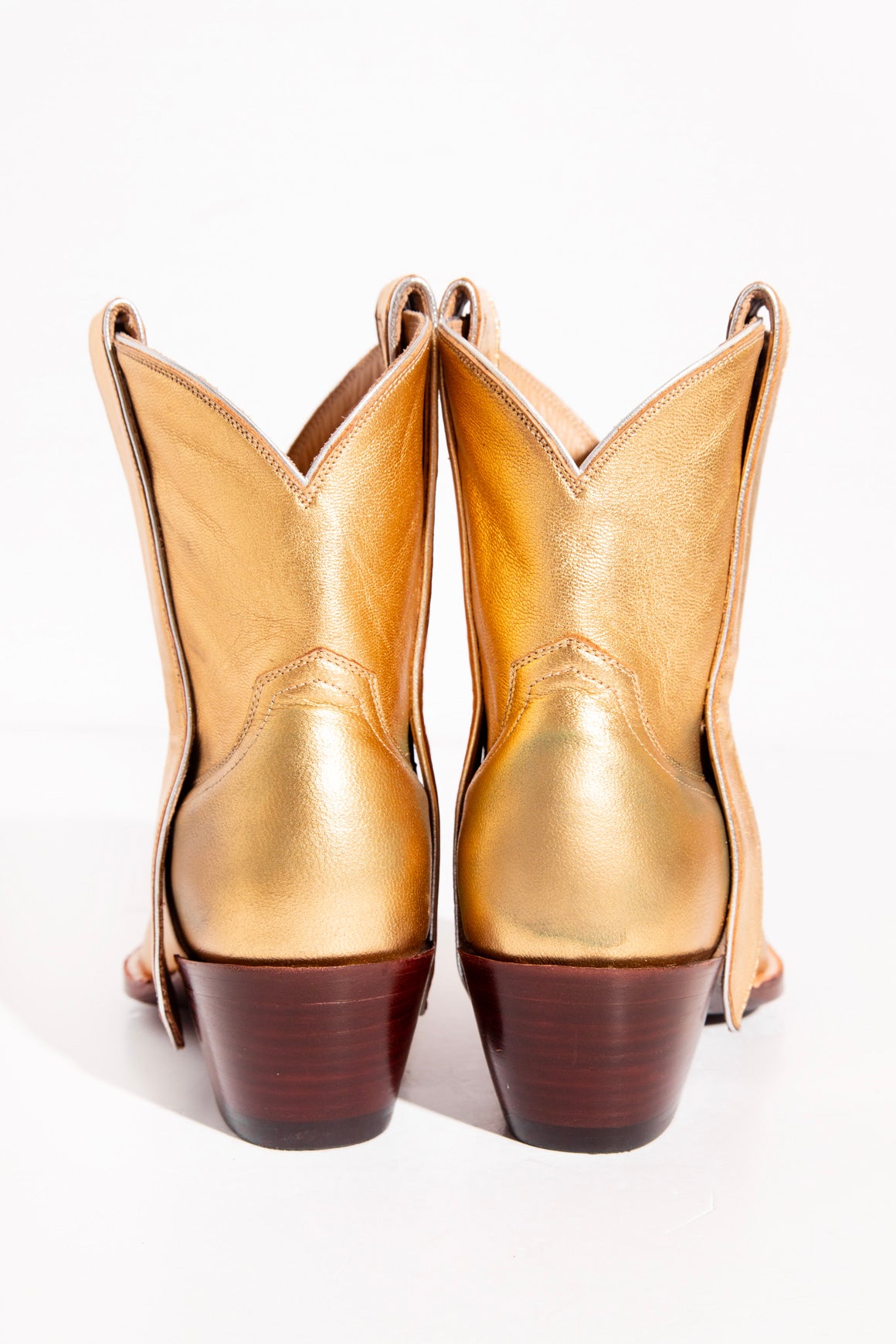 CITY BOOTS Gold Leather Western Booties (Sz.7)