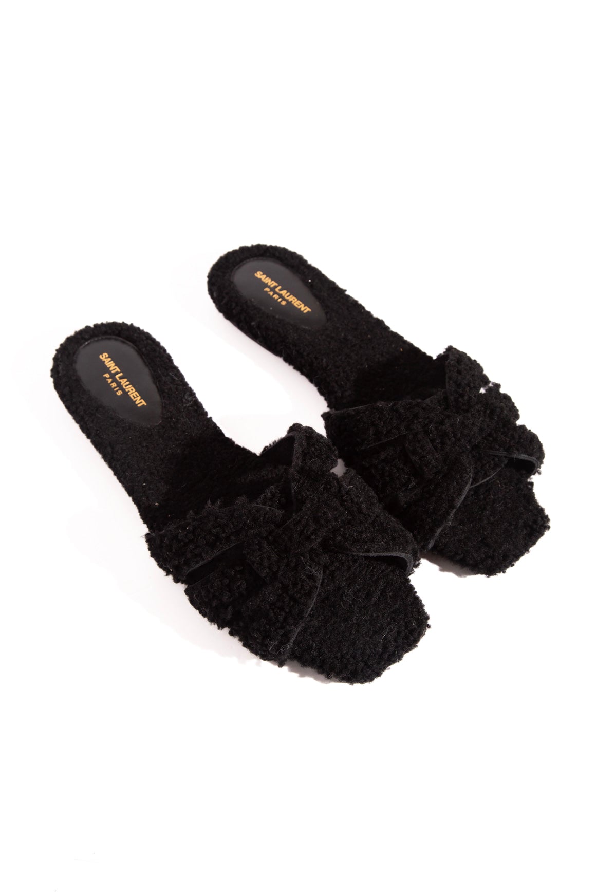 SAINT LAURENT Shearling Tribute Slides (Sz.39)