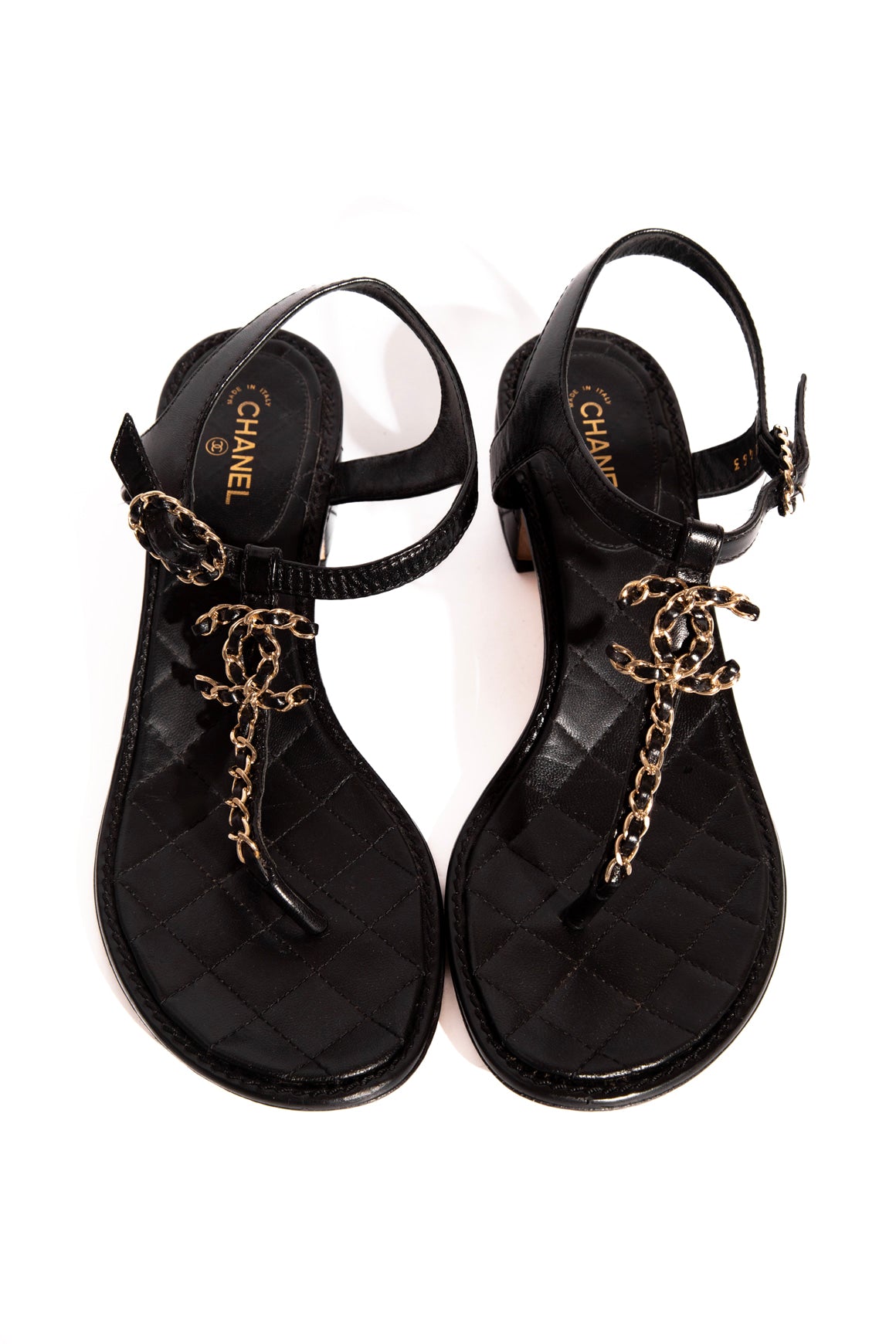 CHANEL Block Heel Thong Sandals (Sz.40)