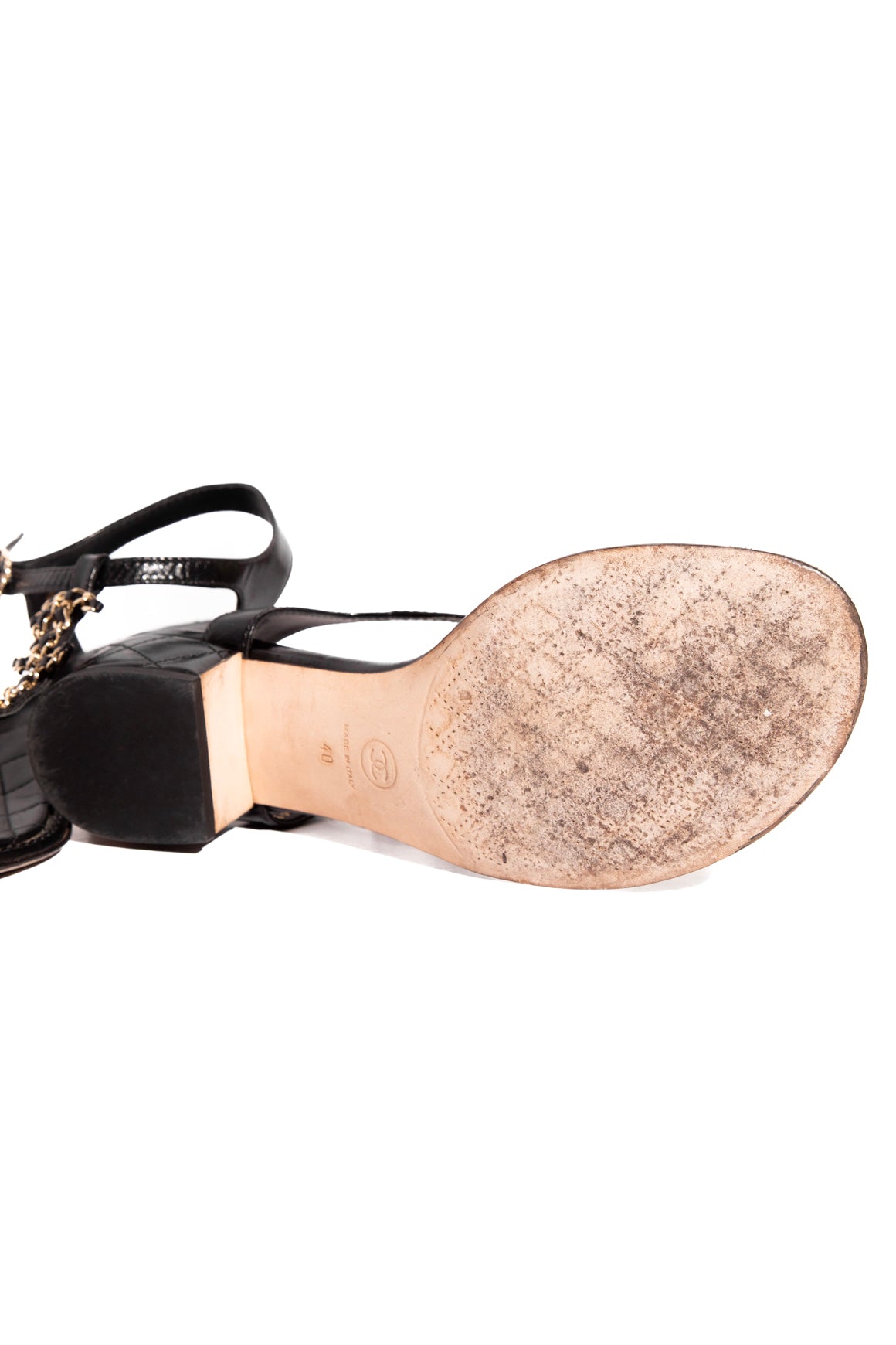 CHANEL Block Heel Thong Sandals (Sz.40)