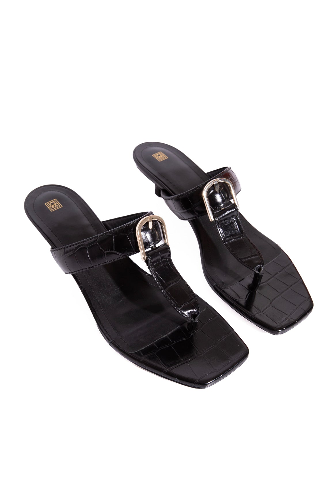 TOTEME Black Crocodile Buckle Thong Sandals (Sz. 39)