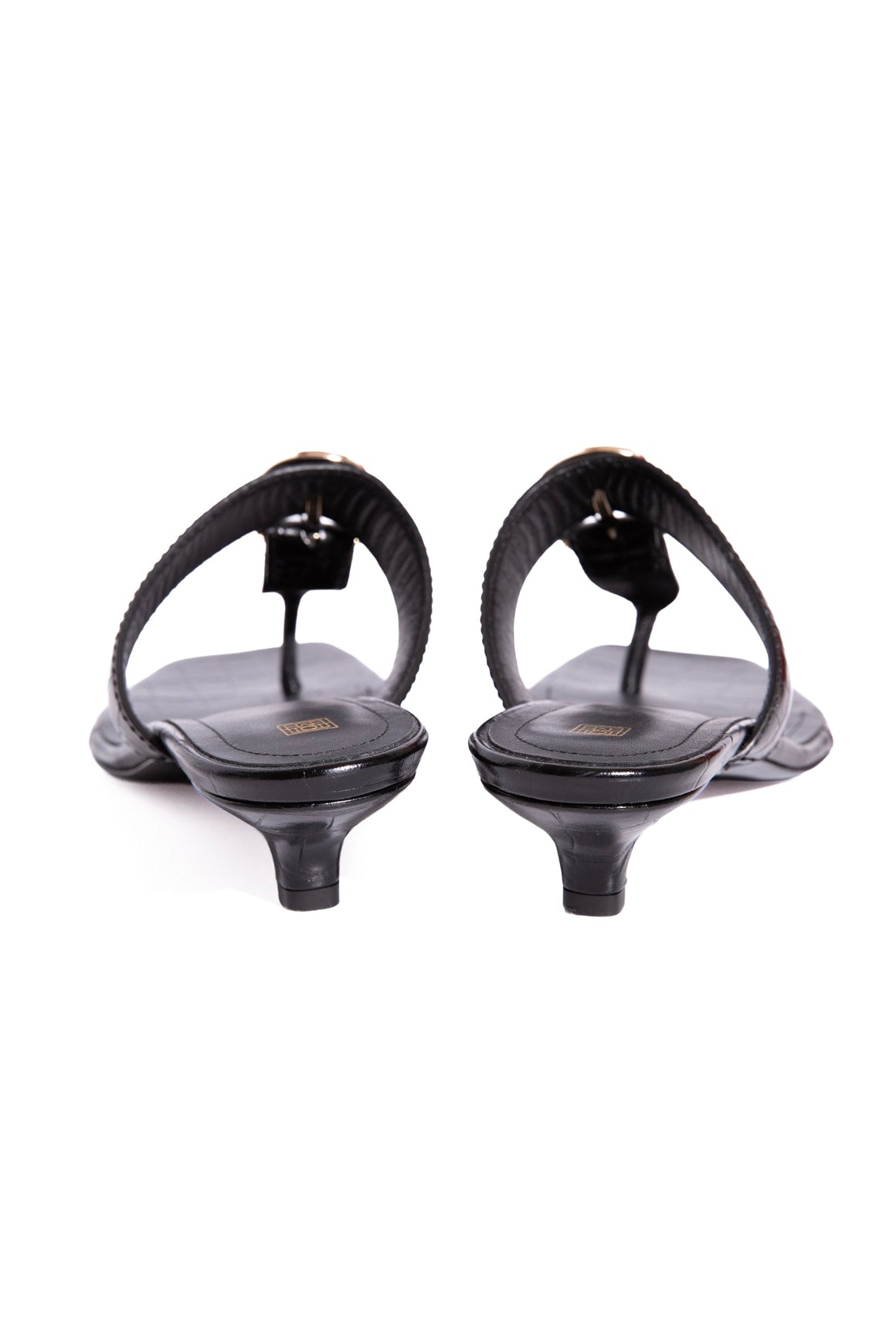 TOTEME Black Crocodile Buckle Thong Sandals (Sz. 39)