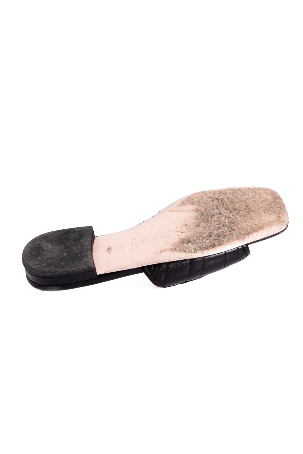 GUCCI Black Padded Marmont GG Slides (Sz. 38)