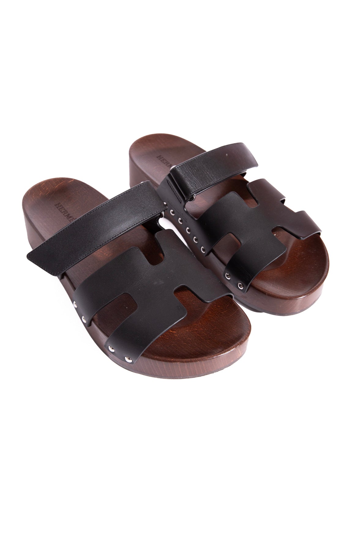 HERMES Black Kos Wooden Clog (Sz. 39)