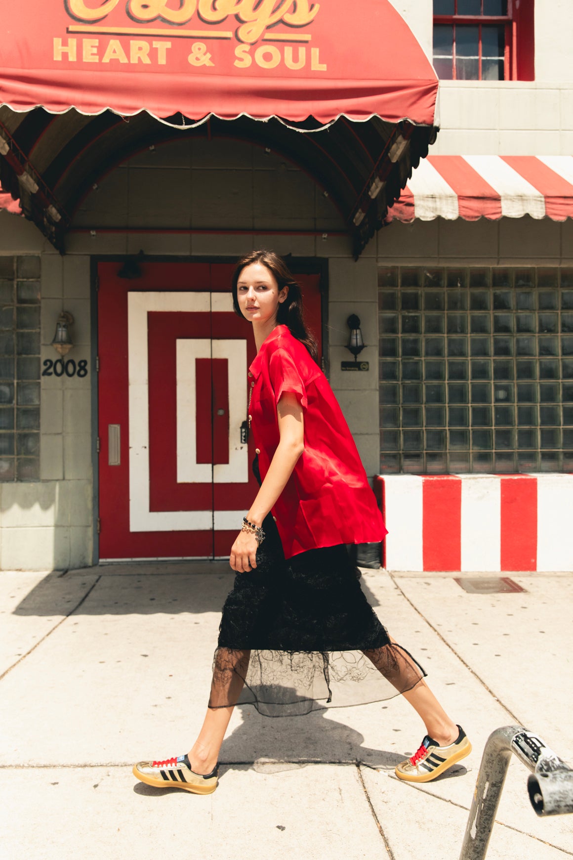 KHAITE Cherry Red Sheer Organza Button Down (Sz. M)
