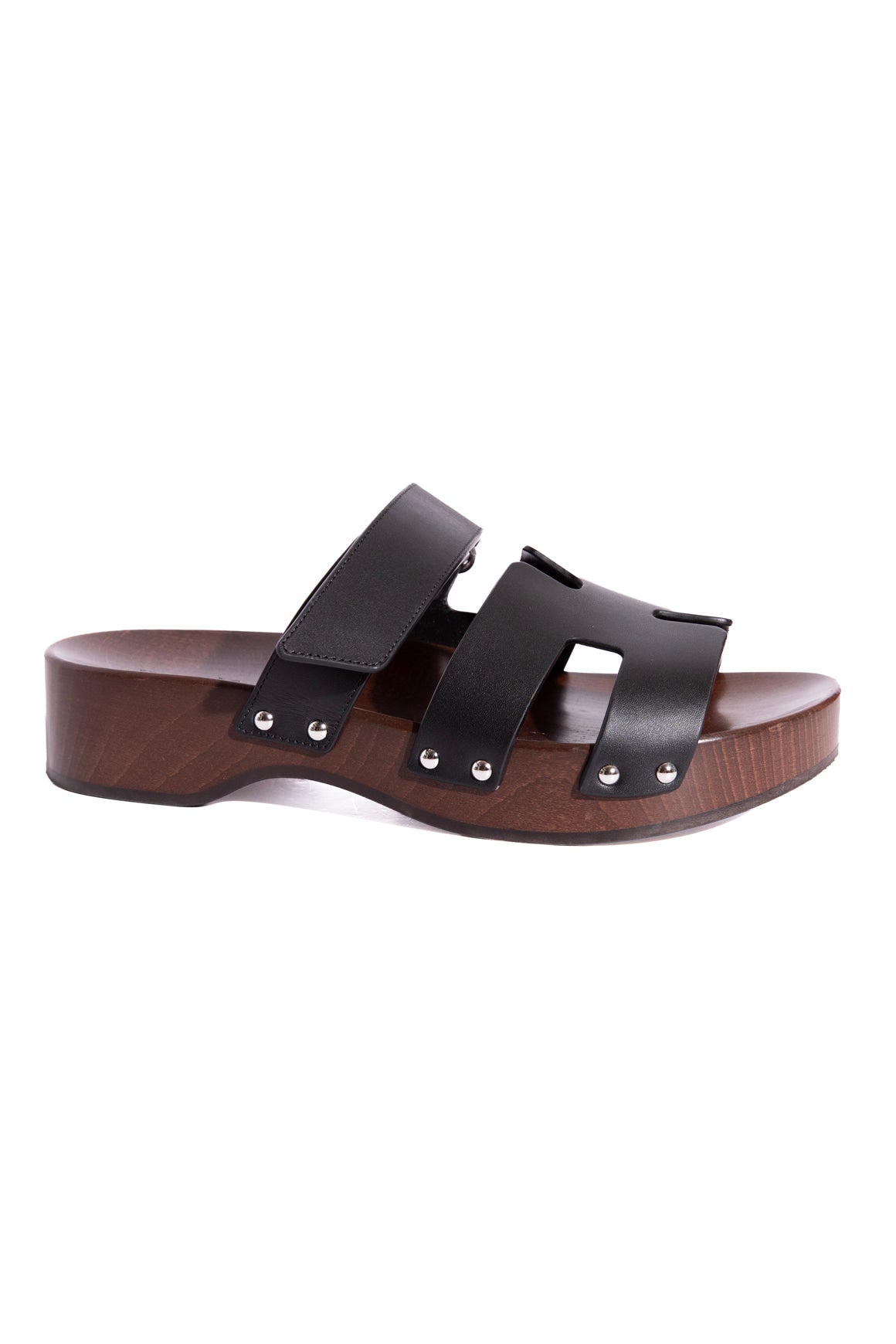 HERMES Black Kos Wooden Clog (Sz. 39)