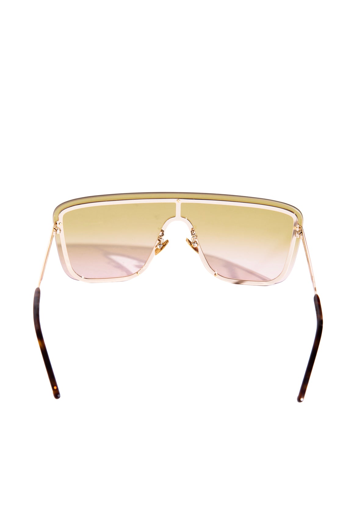 SAINT LAURENT Gold Shield "Mask" Sunglasses
