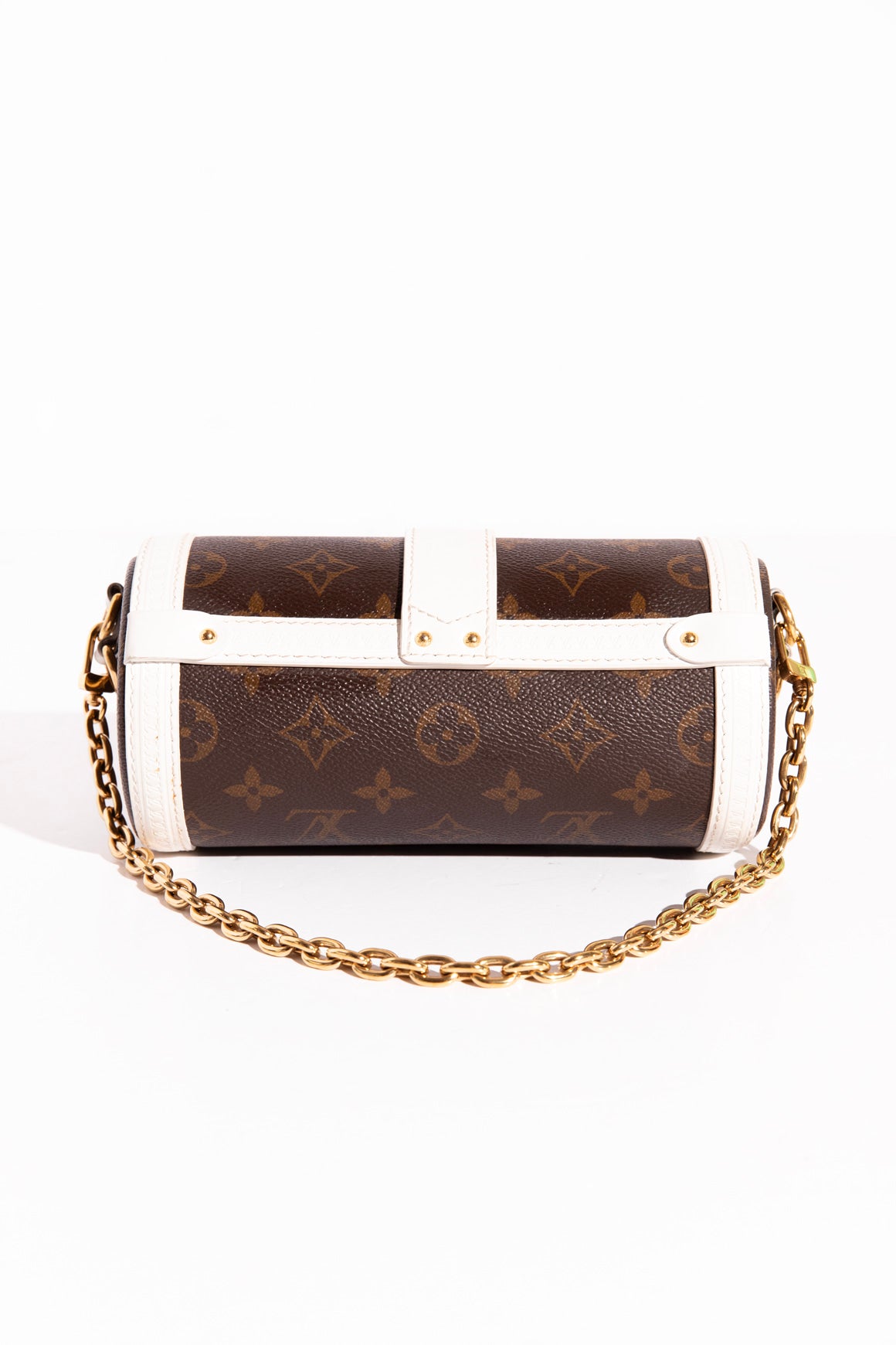 LOUIS VUITTON White & Monogrammed Papillon Trunk Bag