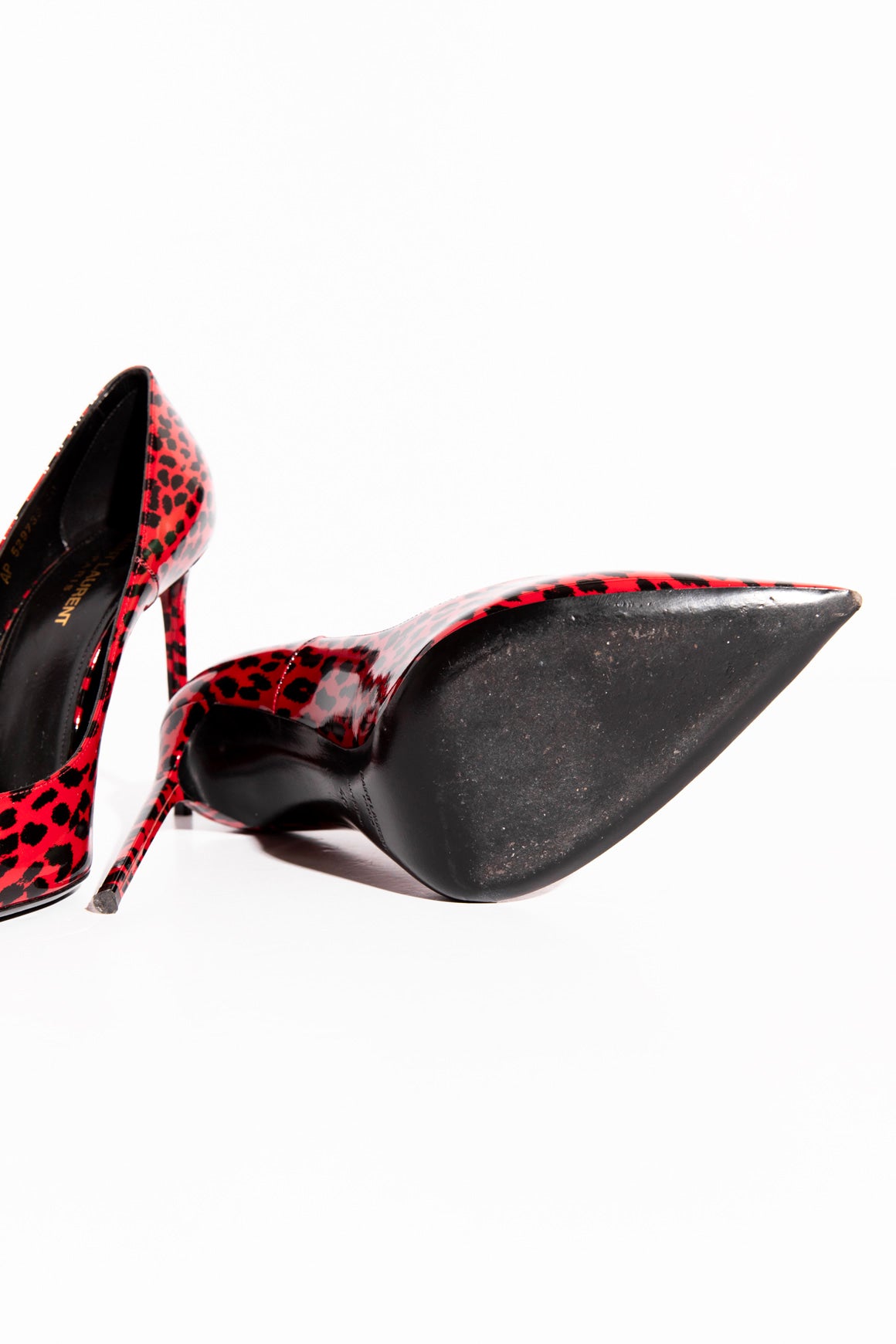 SAINT LAURENT Red Leopard Patent Pumps (Sz.40)