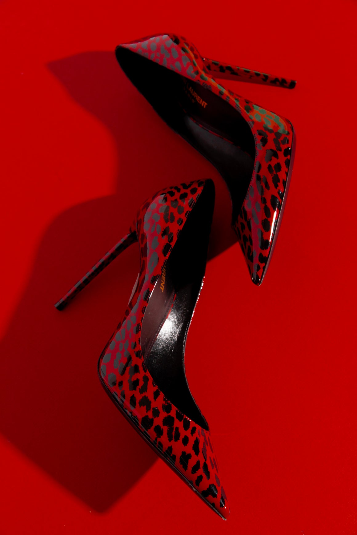 SAINT LAURENT Red Leopard Patent Pumps (Sz.40)