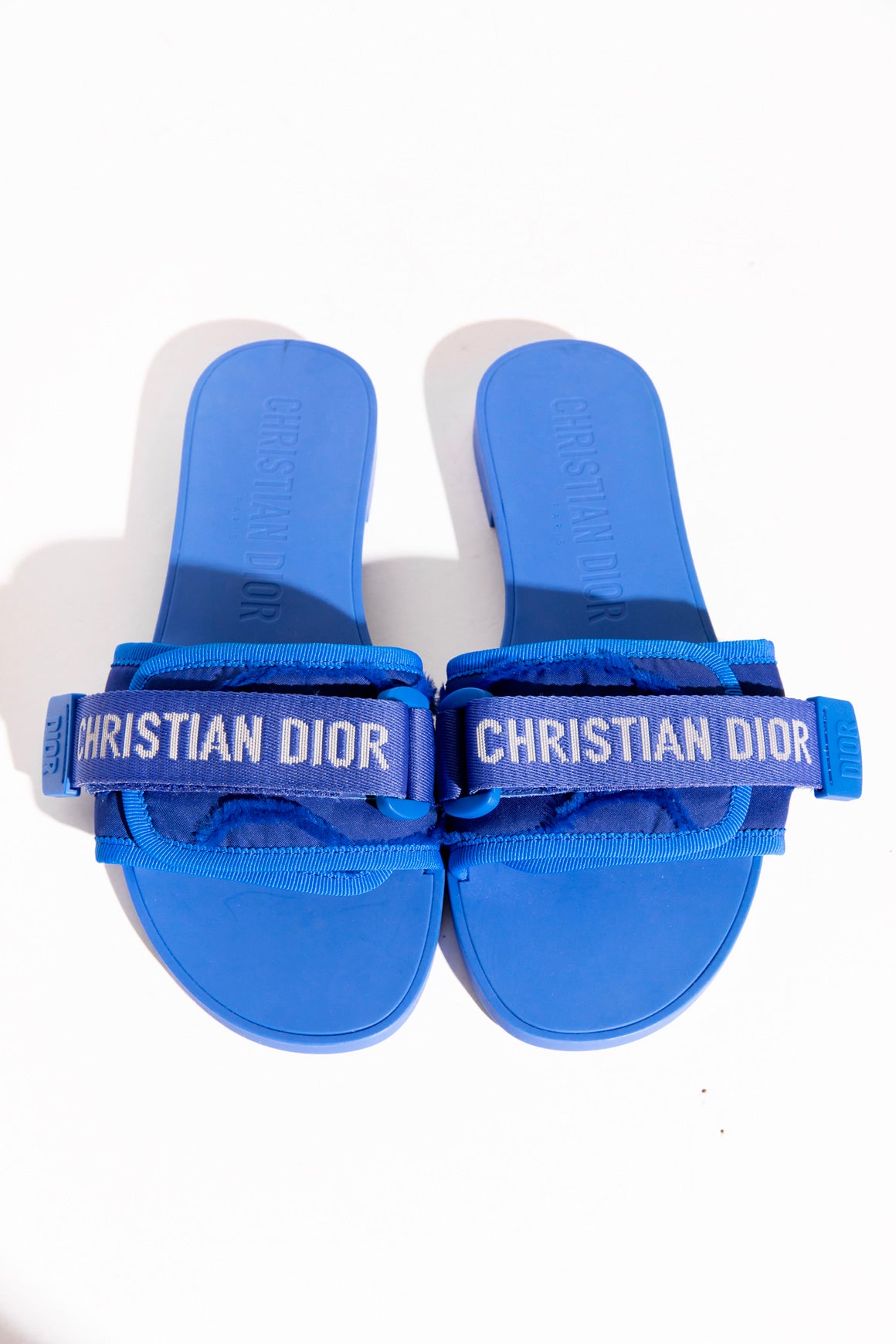 CHRISTIAN DIOR Cobalt Blue Rubber Slides (Sz.36)