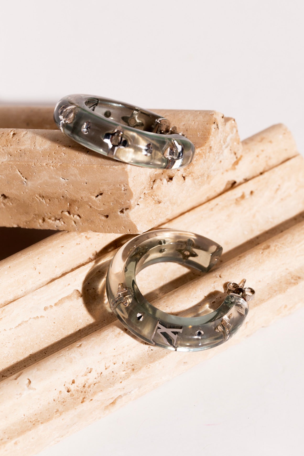 LOUIS VUITTON Lucite Hoop Earrings