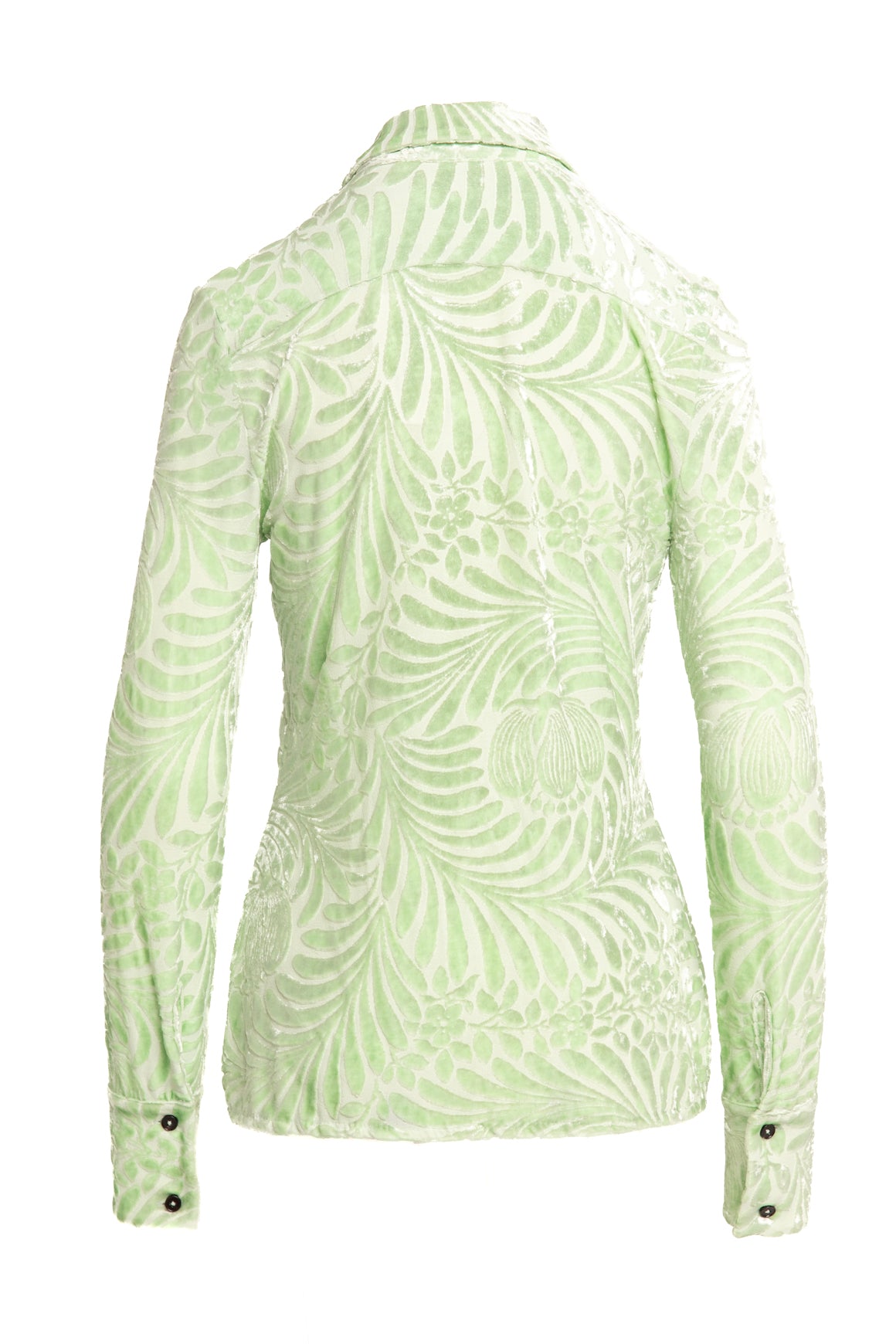 JIL SANDER Lime Green Velvet Button Blouse (Sz. S)