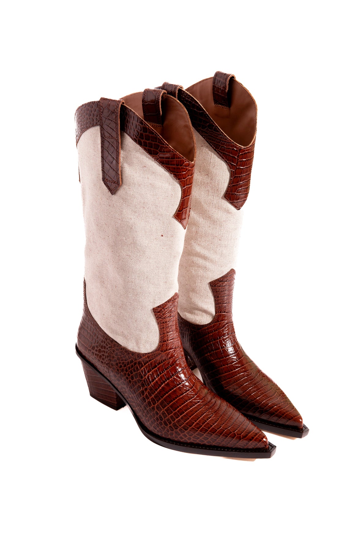 PARIS TEXAS Brown & Canvas Rosario Boot (Sz.41)