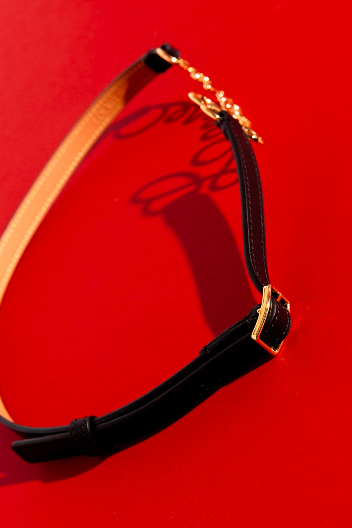 LOEWE Thin Black Leather Logo Belt (70/28)