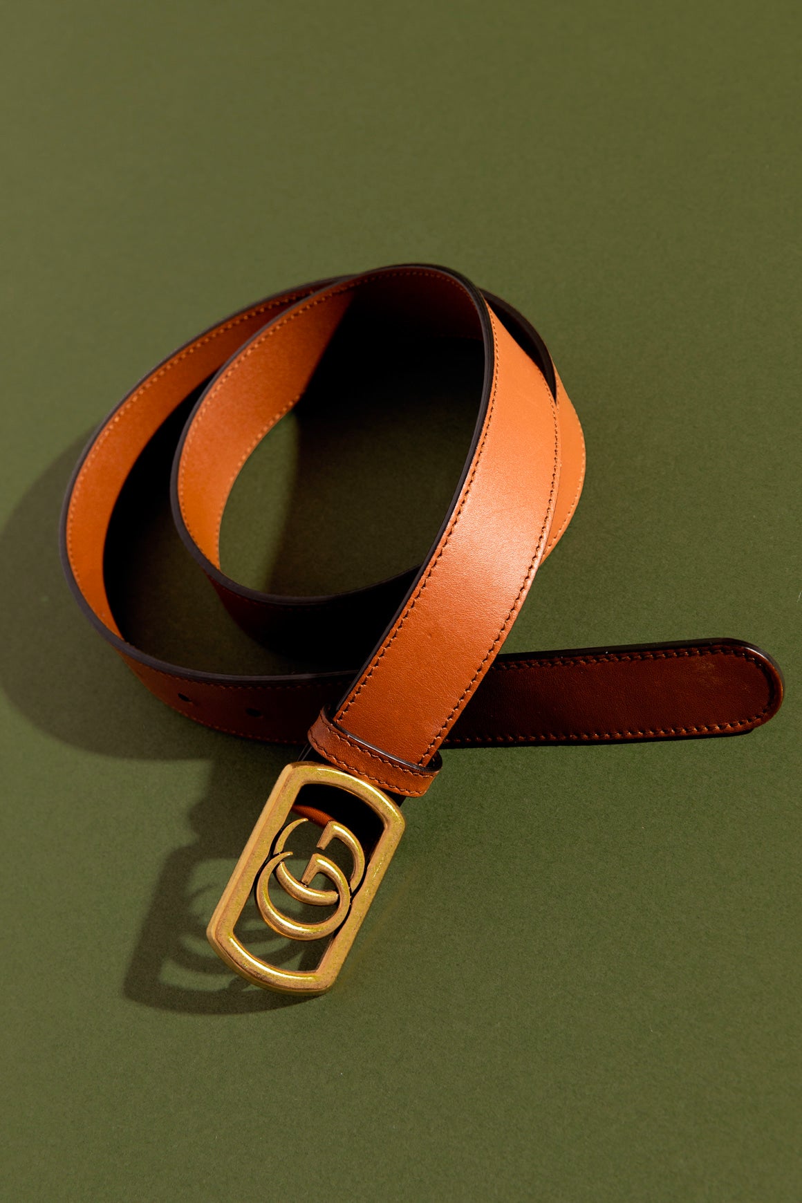 GUCCI Leather Rectangle 'GG' Buckle Belt (90/36)
