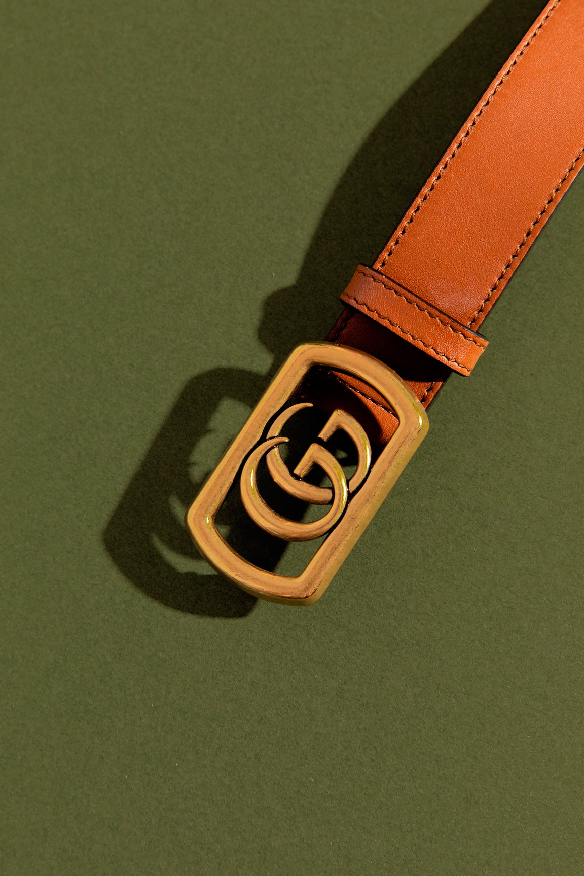 GUCCI Leather Rectangle 'GG' Buckle Belt (90/36)