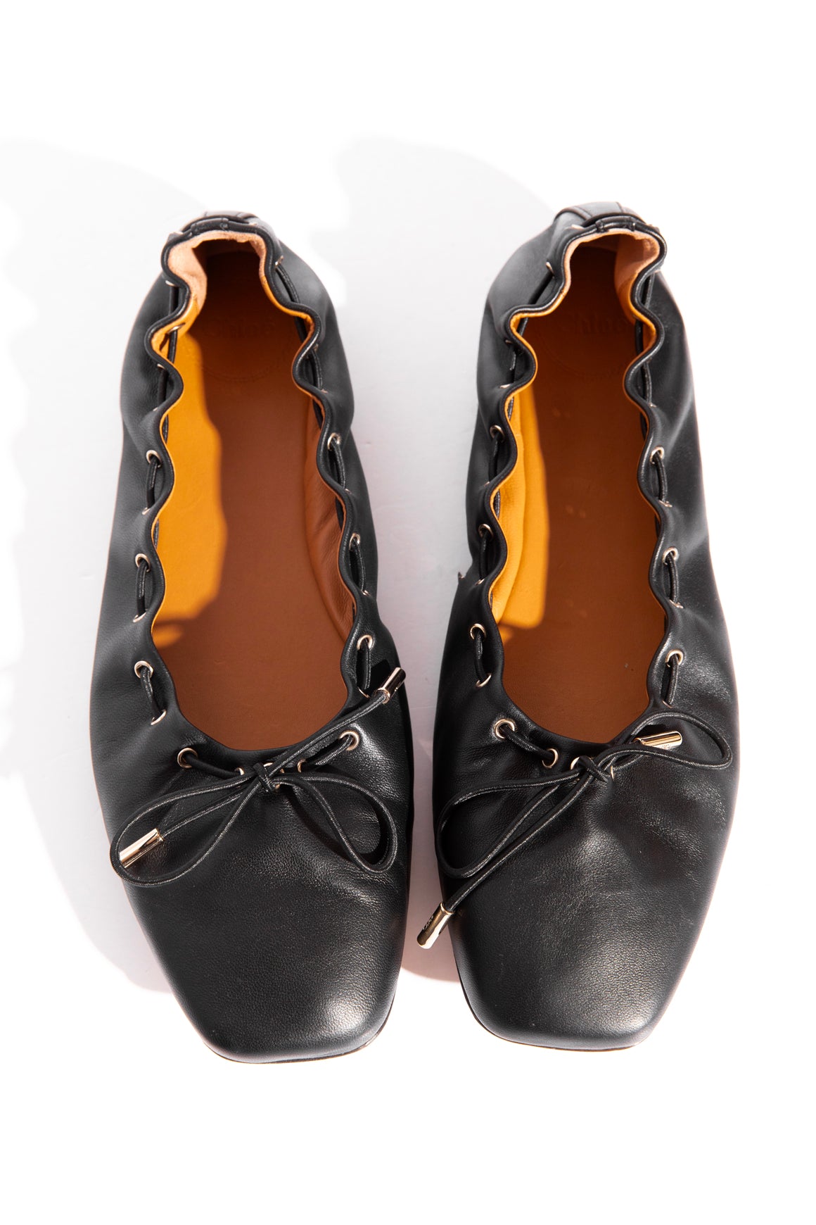 CHLOE Black Leather "Oracia" Ballet Flats (Sz. 40)