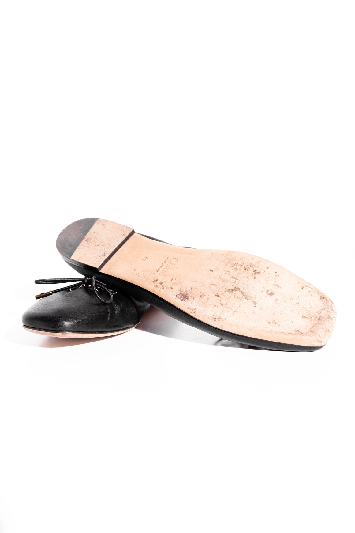 CHLOE Black Leather "Oracia" Ballet Flats (Sz. 40)