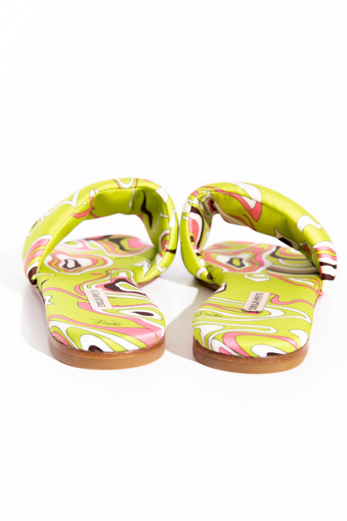 EMILIO PUCCI Lime Green Printed Slide Sandals (Sz. 38.5)