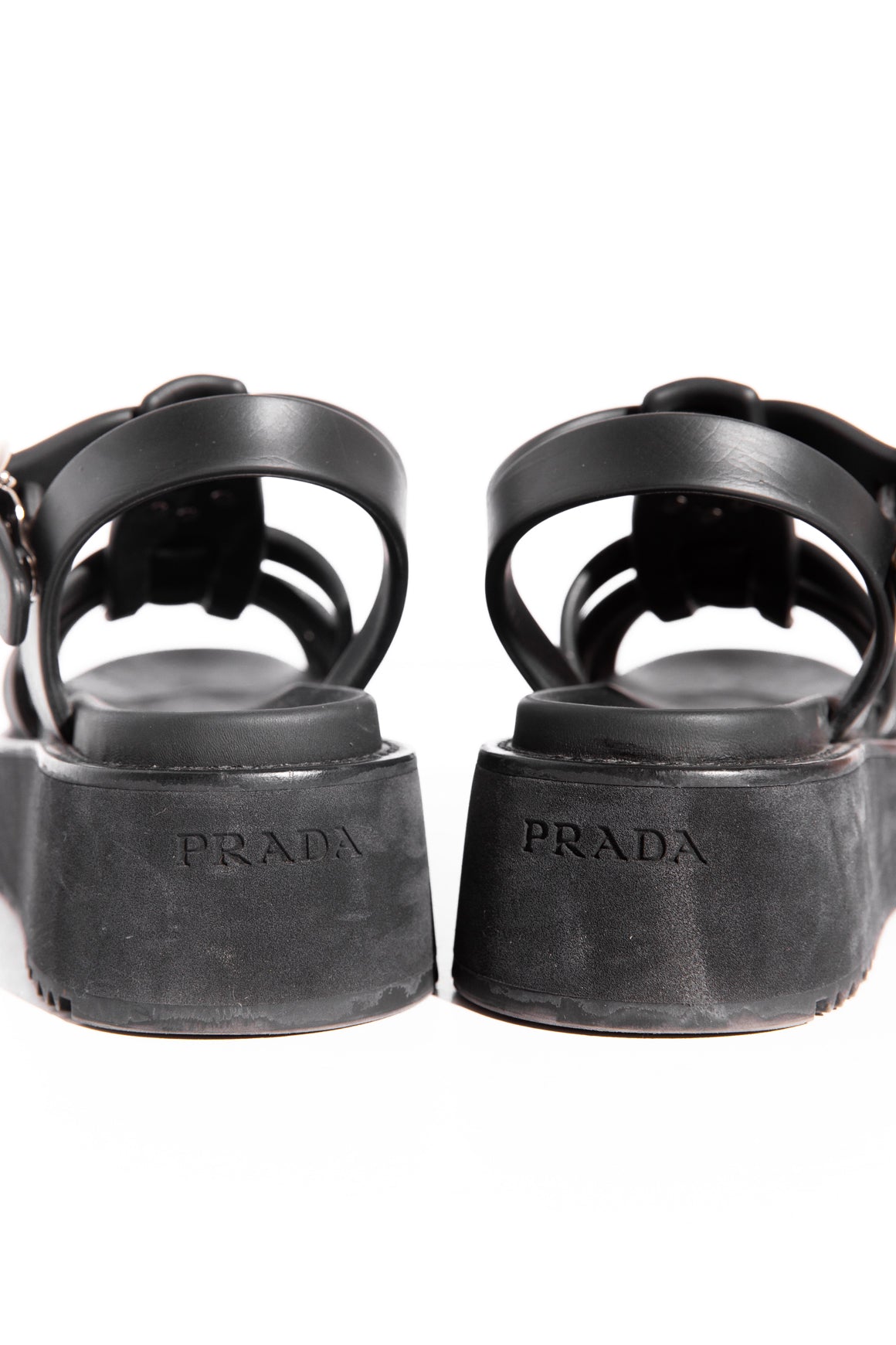 PRADA Black Rubber "Monolith" Platform Sandals (Sz. 37)