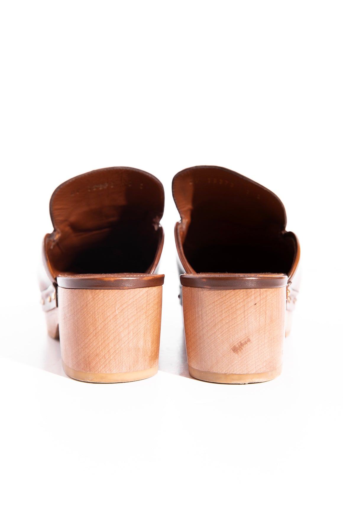 FERRAGAMO Brown Leather "Cleome" Clog Mules (Sz. 8)