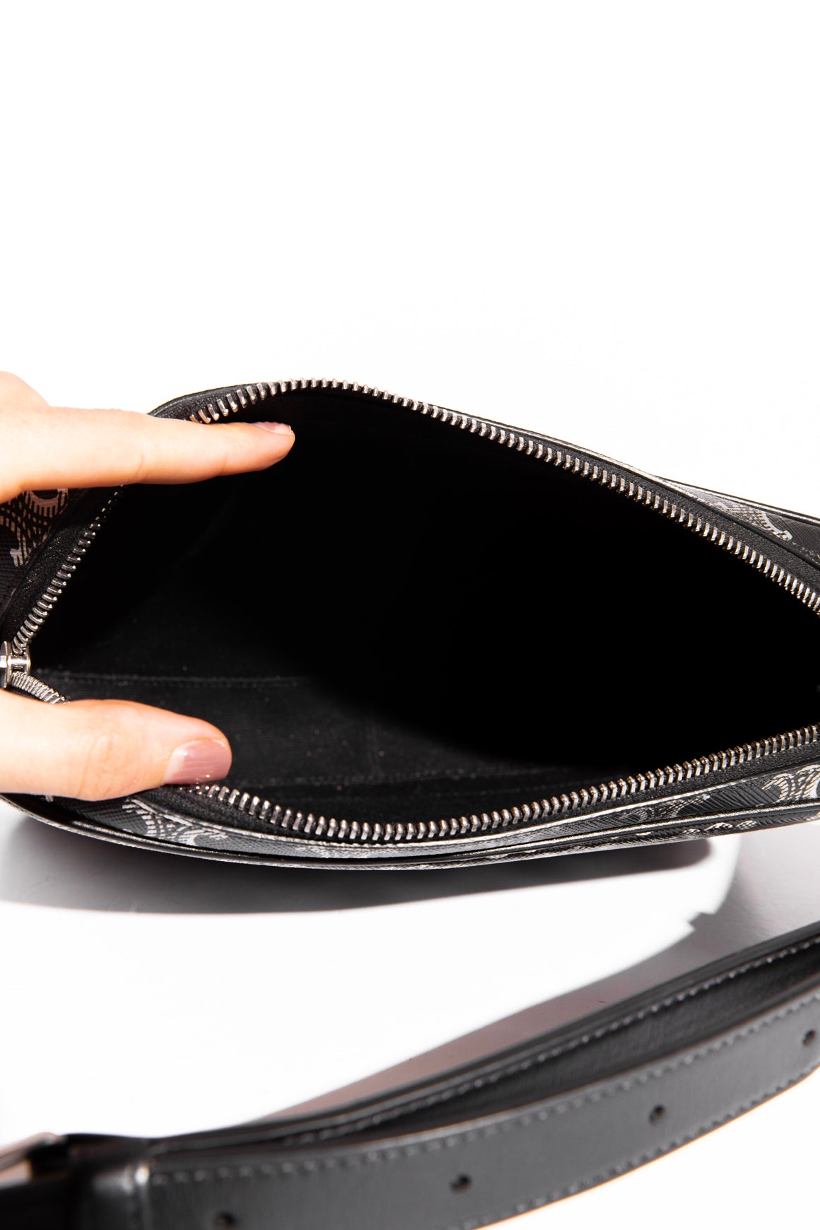 CELINE Black & Silver Monogram Horizontal Messenger Bag