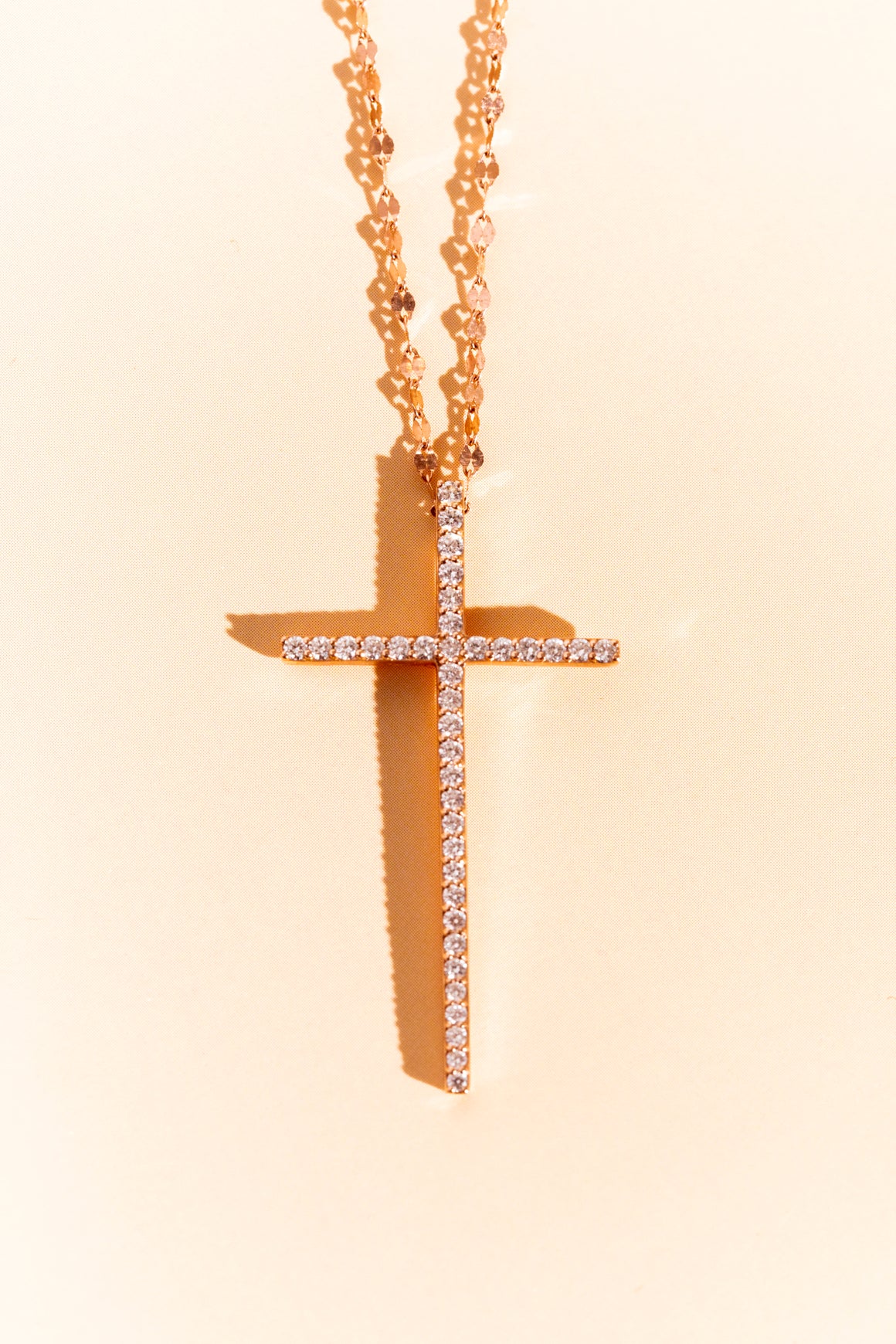 LANA 14K Rose Gold Petite "Blake" Chain w/ Cross Pendant