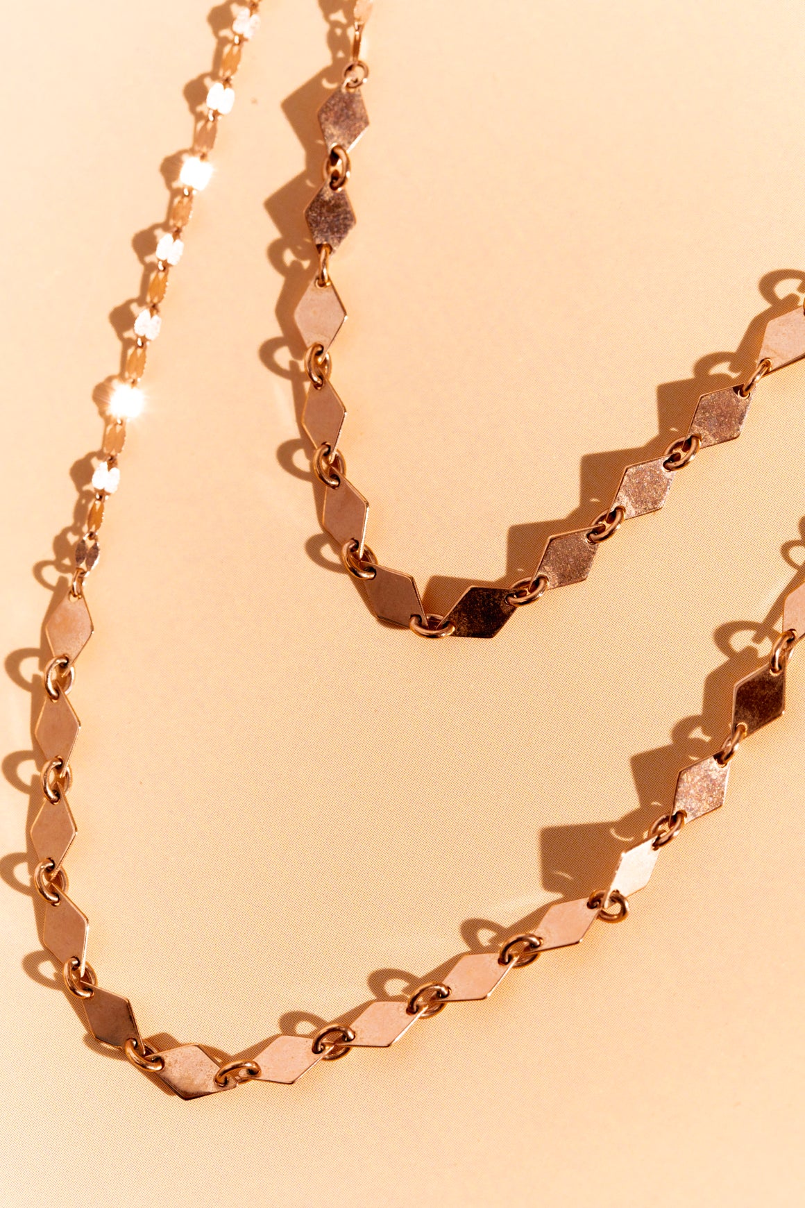 LANA 14K Rose Gold "Kite & Blake Chain Remix" Double Strand Necklace