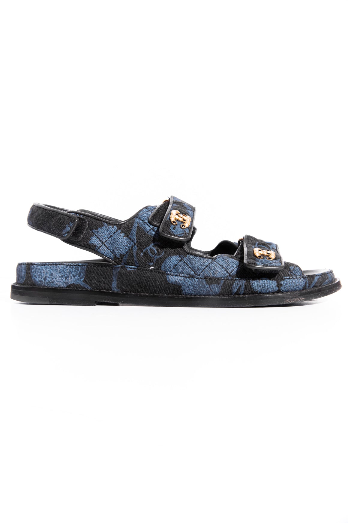 CHANEL Navy Interlocking CC Denim Dad Sandals (Sz. 39.5)