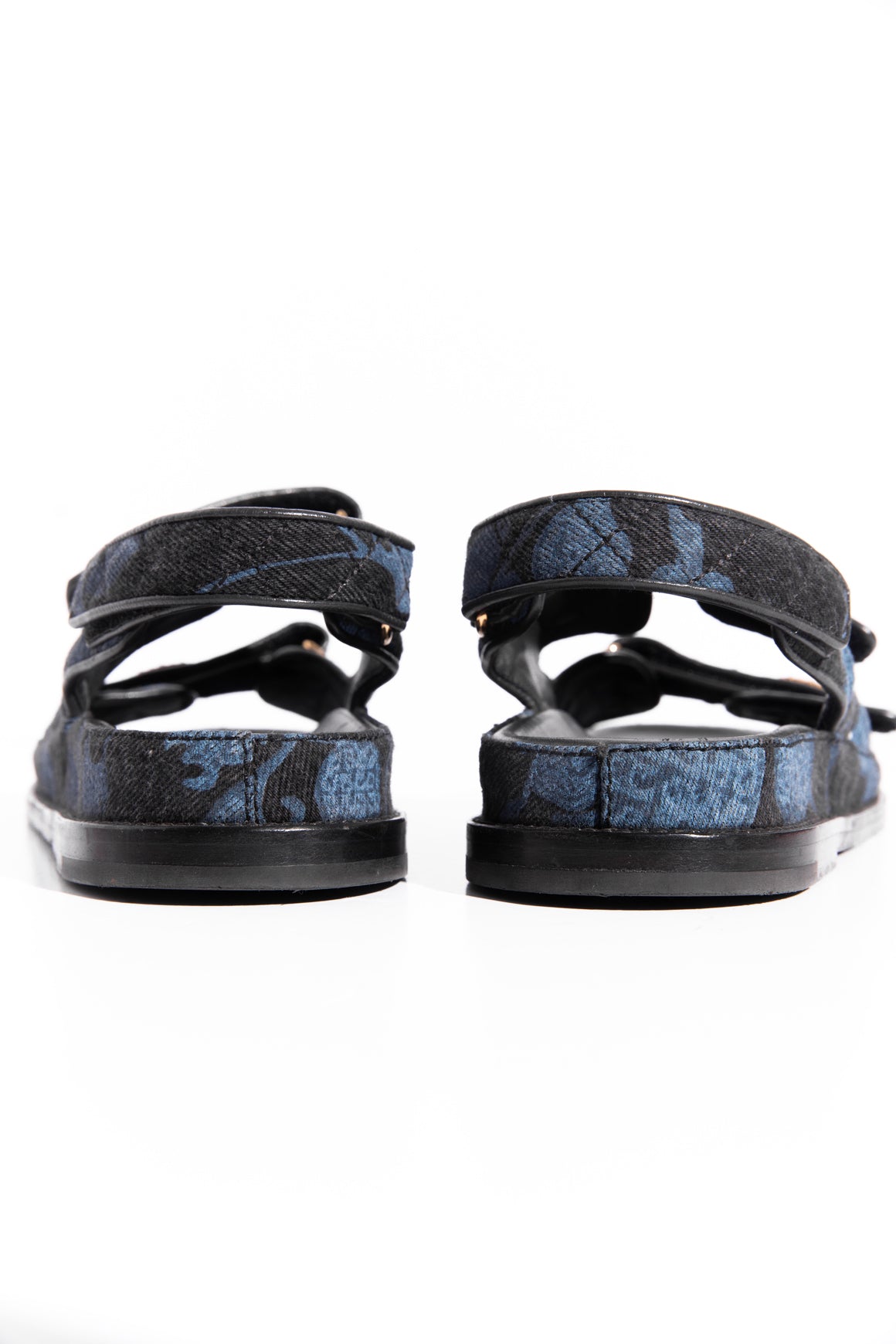 CHANEL Navy Interlocking CC Denim Dad Sandals (Sz. 39.5)