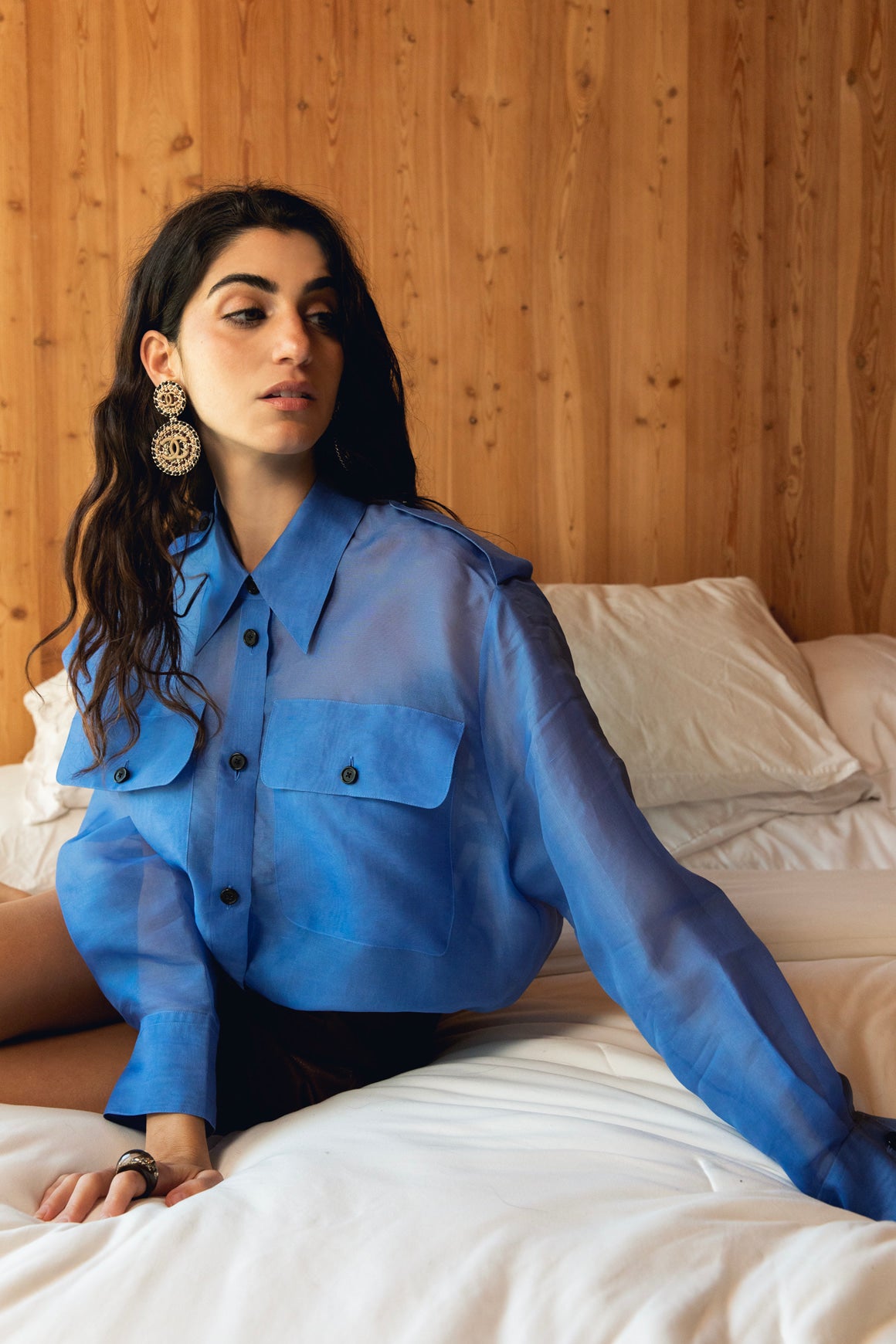 KHAITE Blue Organza Button Blouse (Sz. S)