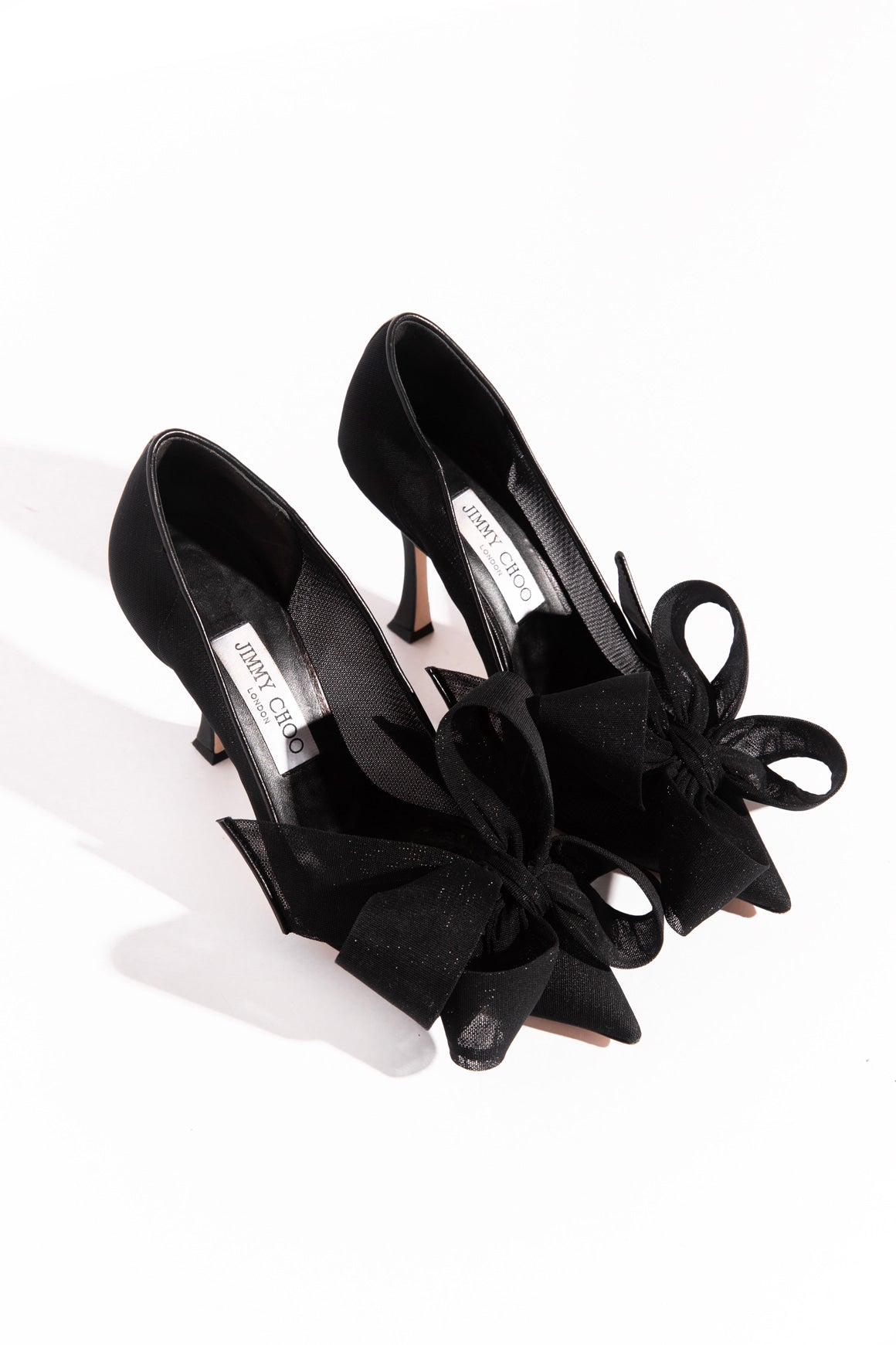 JIMMY CHOO Blk Mesh Bow Toe Pumps (Sz.38)