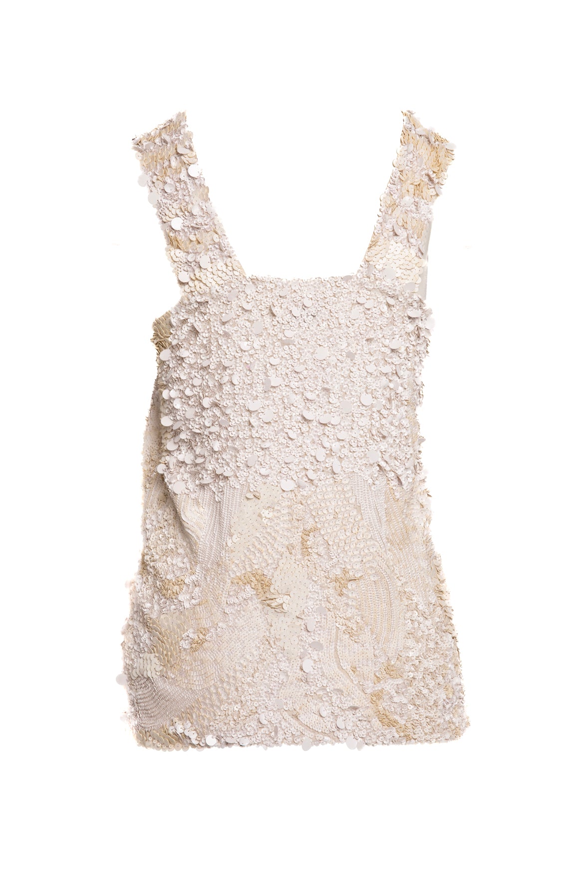 DRIES VAN NOTEN Cream Sequin Tank Top (Sz. S)