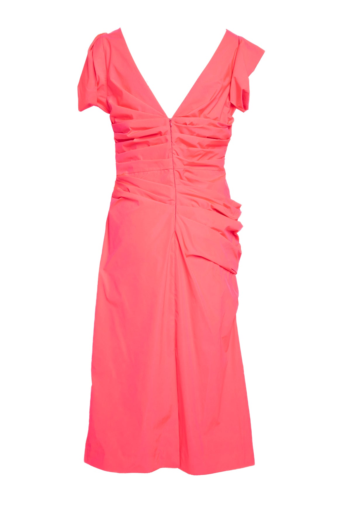 DRIES VAN NOTEN Hot Pink "Dee" Gathered Midi Dress (Sz. M)