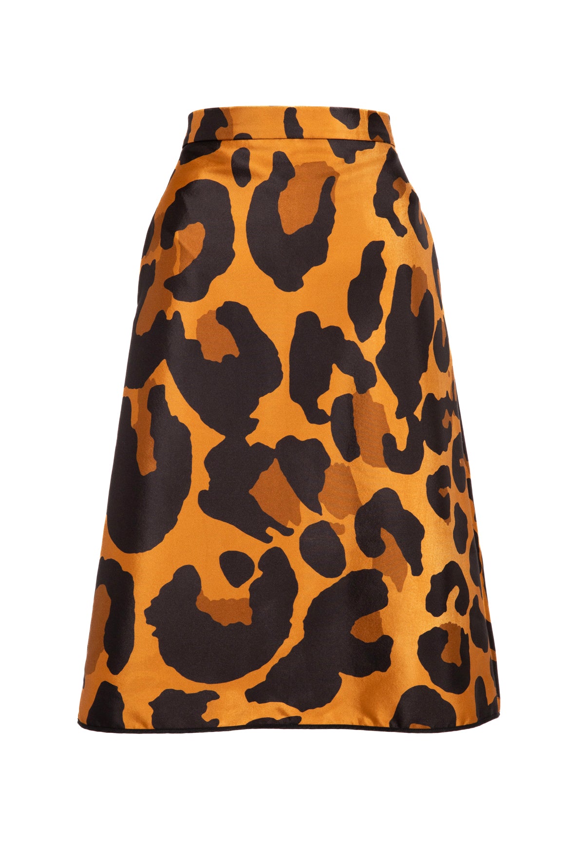 ODEEH Tan & Black Animal Print Midi Skirt (Sz. S)