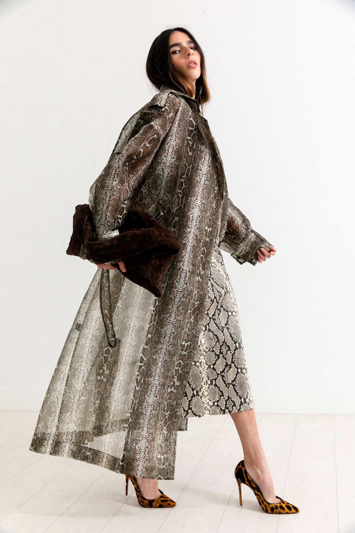 LAPOINTE Snake Organza Belted Trench Jacket (Sz.XS)