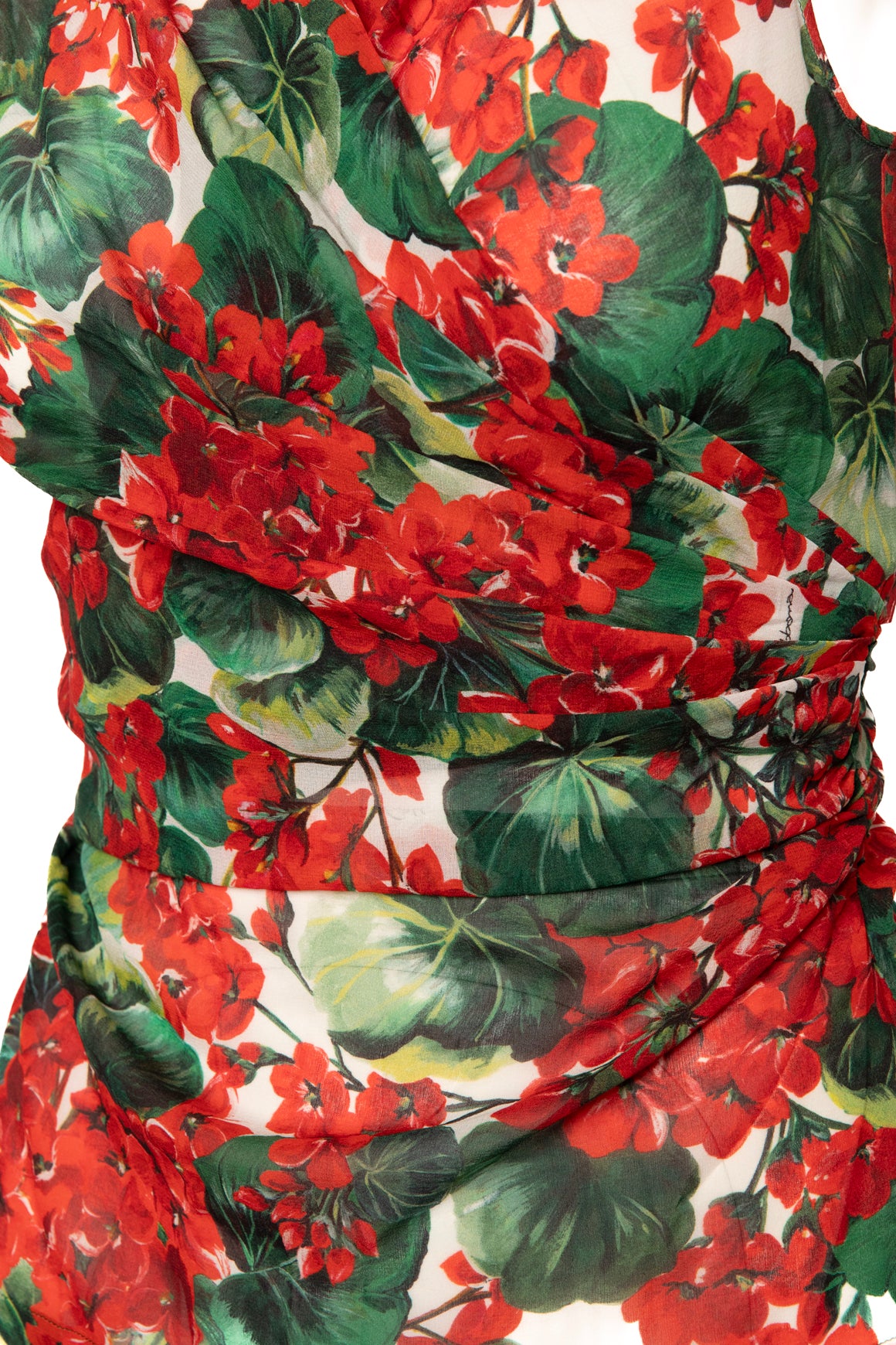 DOLCE & GABBANA Red Tropical Draped Blouse (Sz. S)