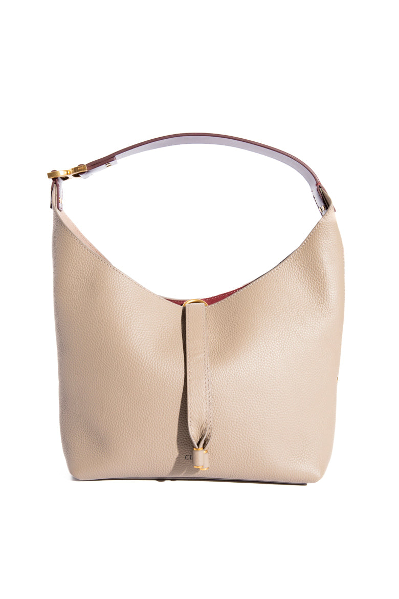 CHLOE Taupe & Maroon Marcie Hobo Bag - Small